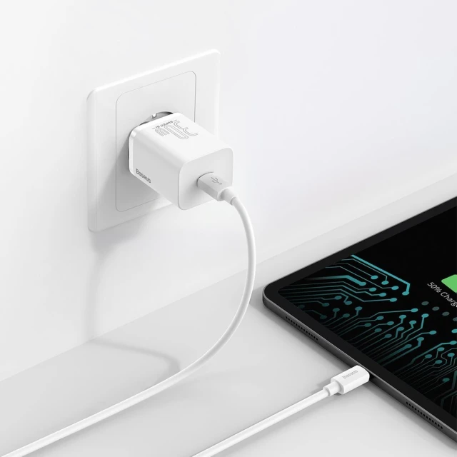 Мережевий зарядний пристрій Baseus Super Si 30W USB-C White (CCSUP-J02)