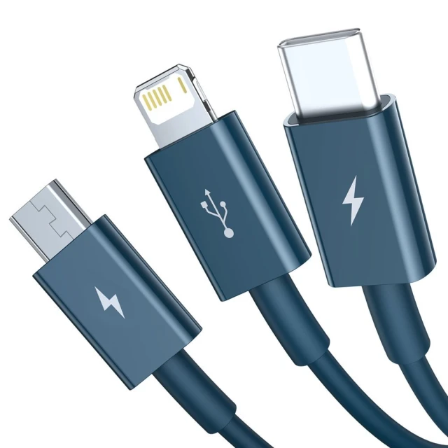 Кабель Baseus Superior 3-in-1 USB-A to USB-C/Lightning/Micro-USB 1.5m Blue (CAMLTYS-03)