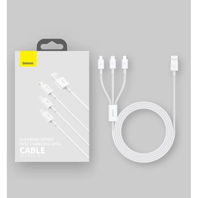 Кабель Baseus Superior 3-in-1 USB-A to USB-C/Lightning/Micro-USB 1.5m Blue (CAMLTYS-03)
