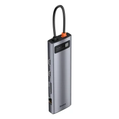 USB-хаб Baseus Metal Gleam Multifunctional 11-in-1 USB-C to 3xUSB-A/USB-C/2xHDMI/3.5 mm Jack/VGA/Ethernet/SD/TF Grey (CAHUB-CT0G)