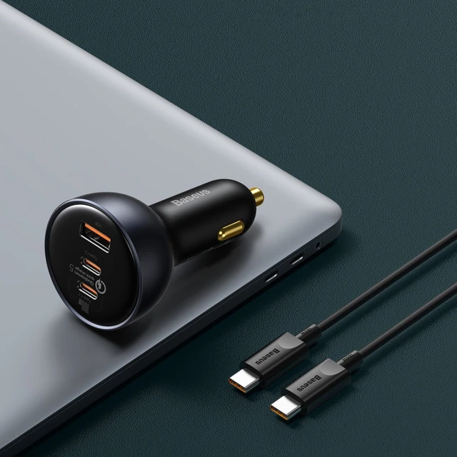 Автомобильное зарядное устройство Qualcomm Quick Charge 160W USB-A/2xUSB-C with USB-C to USB-C Cable Grey (TZCCZM-0G)