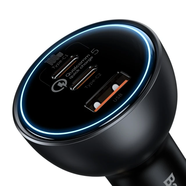 Автомобильное зарядное устройство Qualcomm Quick Charge 160W USB-A/2xUSB-C with USB-C to USB-C Cable Grey (TZCCZM-0G)