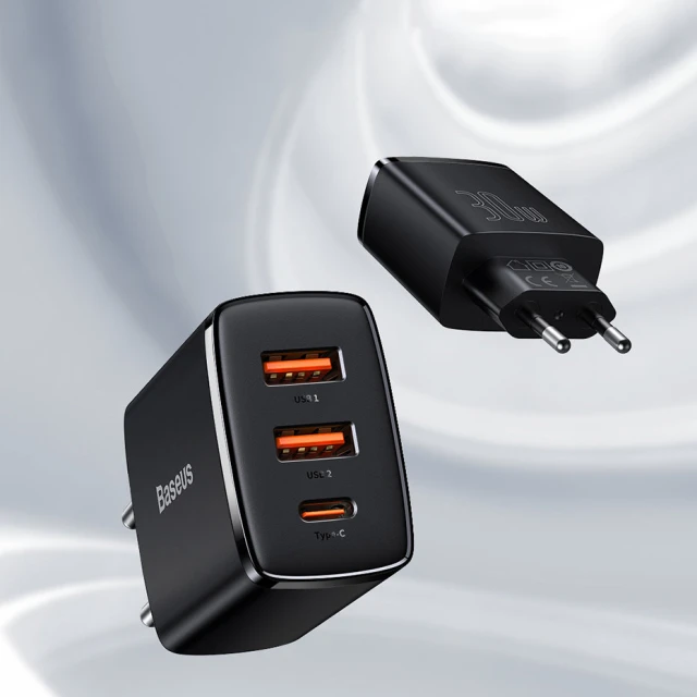 Сетевое зарядное устройство Baseus Compact QC 30W USB-C | 2xUSB-A White (CCXJ-E02)