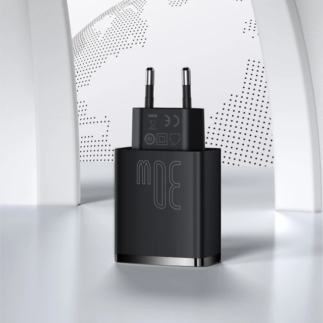 Сетевое зарядное устройство Baseus Compact QC 30W USB-C | 2xUSB-A White (CCXJ-E02)
