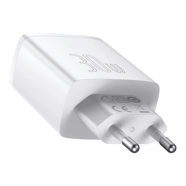 Сетевое зарядное устройство Baseus Compact QC 30W USB-C | 2xUSB-A White (CCXJ-E02)