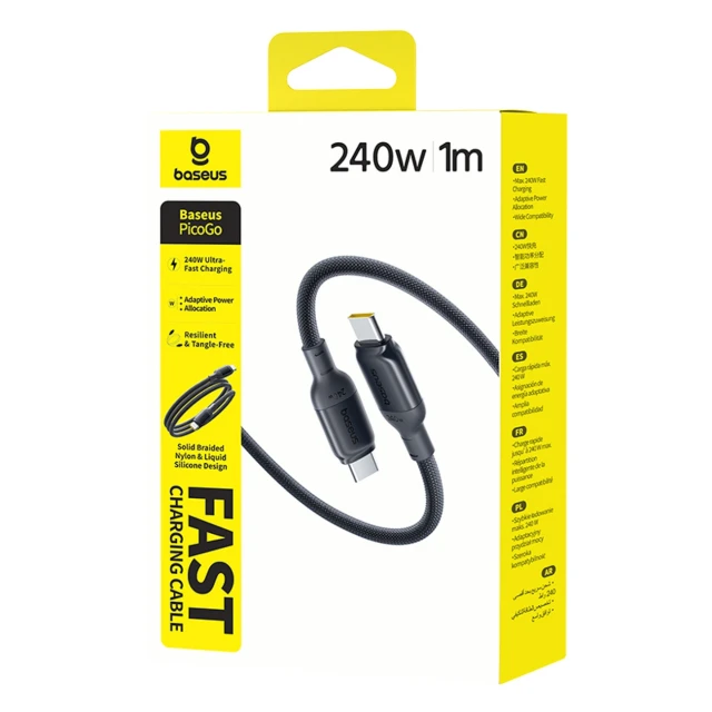 Кабель Baseus PicoGo Fast Charging 240W USB-C до USB-C 1m Black (6953156210967)