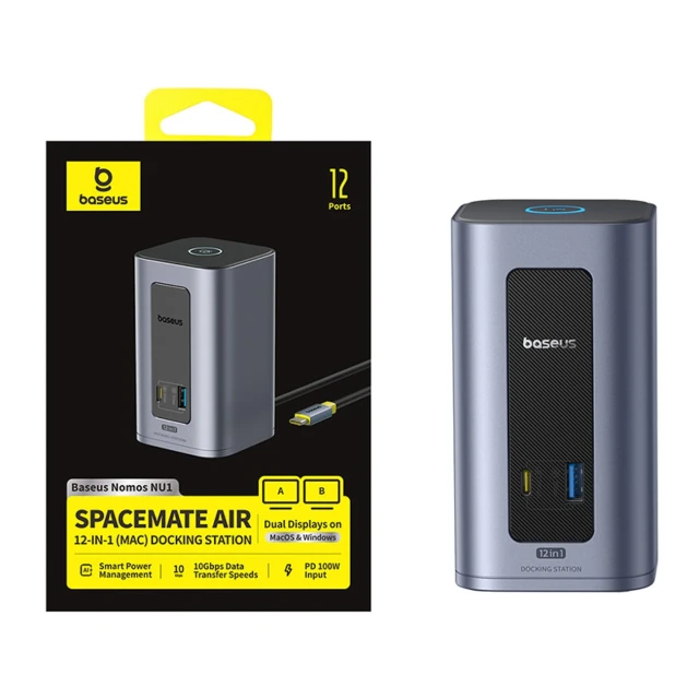 Док-станція Baseus Nomos NU1 Air Spacemate 12в1 Сіра (6953156210981)
