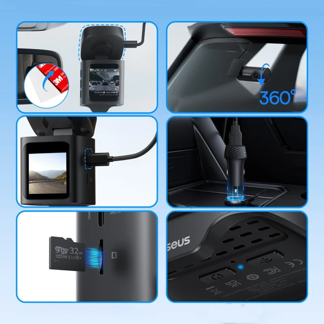 Відеореєстратор Baseus PrimeTrip VD1 Pro 4K із задньою камерою 1080p Black