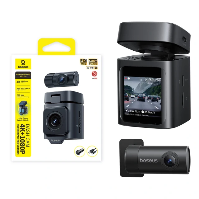 Відеореєстратор Baseus PrimeTrip VD1 Pro 4K із задньою камерою 1080p Black
