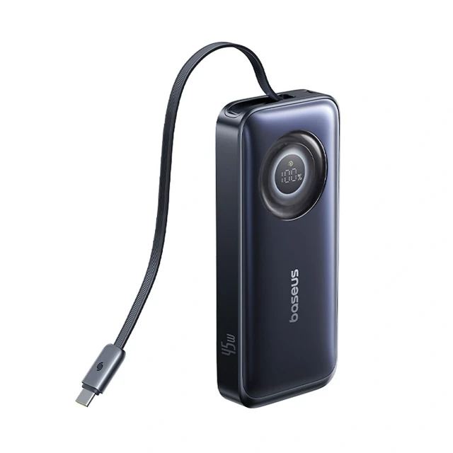 Powerbank Baseus EnerCore CR11 10000mAh 45W зі згортаємим кабелем USB-C чорний (6953156211926)