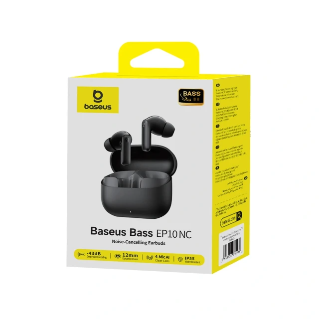 Навушники Baseus Bass EP10 TWS бездротові вакуумні з ANC Black (6953156212930)