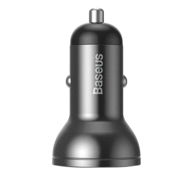 Автомобільний зарядний пристрій Baseus Digital Display 24W 2xUSB-A with USB-A to USB-C/Lightning/Micro-USB Cable Black (TZCCBX-0G)