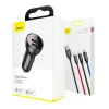 Автомобільний зарядний пристрій Baseus Digital Display 24W 2xUSB-A with USB-A to USB-C/Lightning/Micro-USB Cable Black (TZCCBX-0G)
