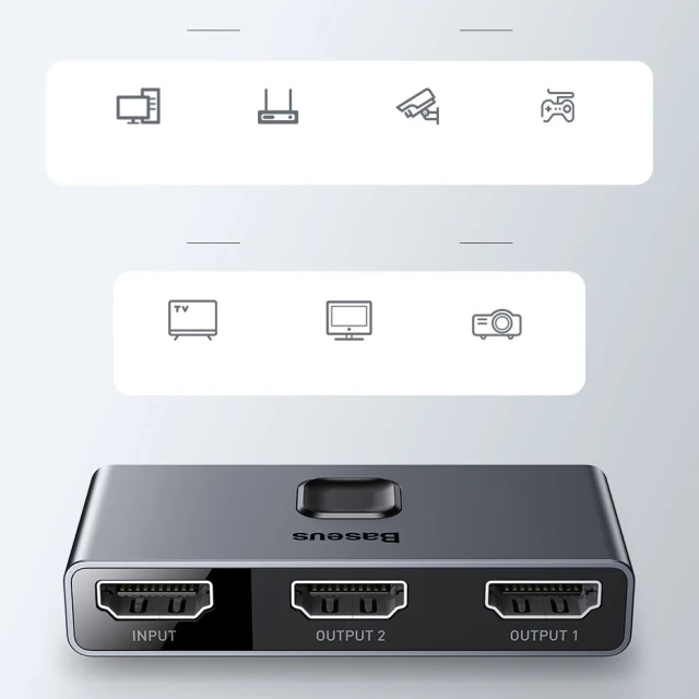 Разветвитель Baseus Matrix 2-in-1 HDMI to 2xHDMI Space Grey (CAHUB-BC0G)