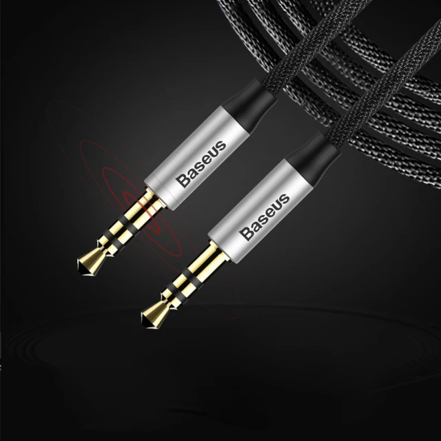 Кабель Baseus Yiven M30 Stereo AUX 3.5mm Male Mini Jack 1.5m Black/Silver (CAM30-CS1)