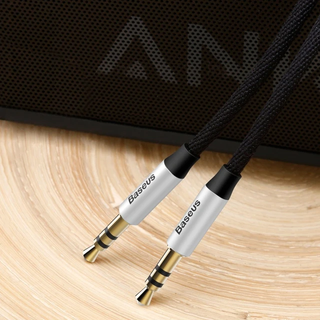 Кабель Baseus Yiven M30 Stereo AUX 3.5mm Male Mini Jack 1.5m Black/Silver (CAM30-CS1)