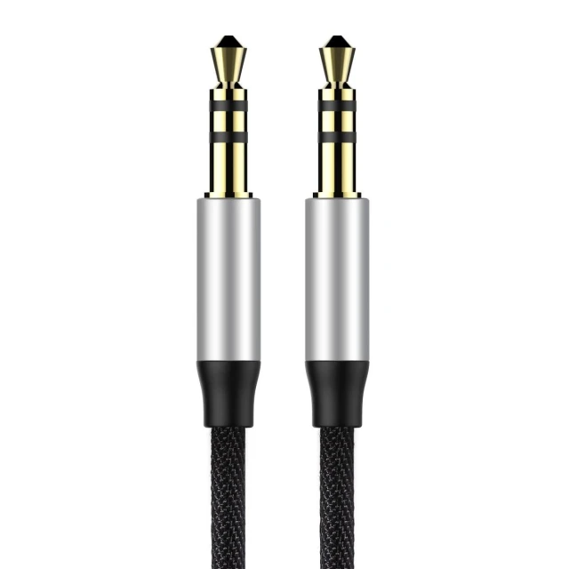 Кабель Baseus Yiven M30 Stereo AUX 3.5mm Male Mini Jack 1.5m Black/Silver (CAM30-CS1)