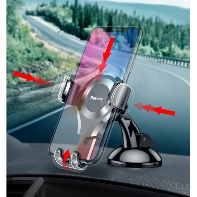 Автотримач Baseus Osculum Gravity Mount Dashboard Windshield Silver (SUYL-XP0S)