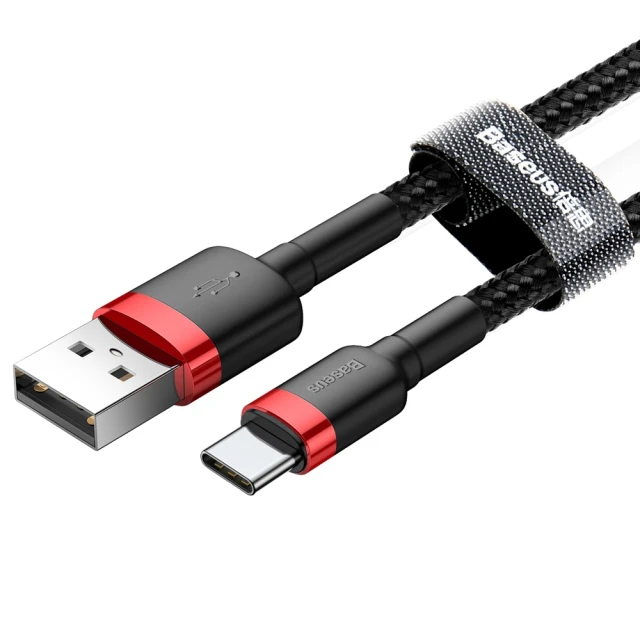 Кабель Baseus Cafule USB-A to USB-C 0.5m Black/Red (CATKLF-A91)
