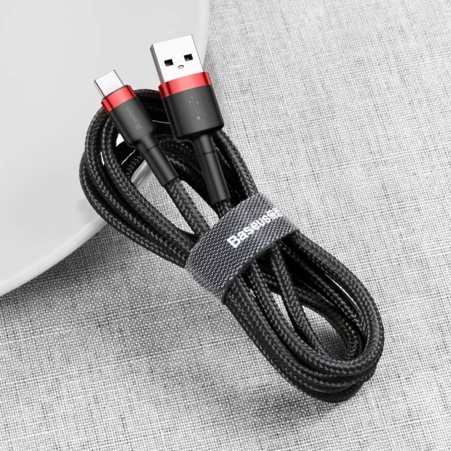 Кабель Baseus Cafule USB-A to USB-C 0.5m Black/Red (CATKLF-A91)
