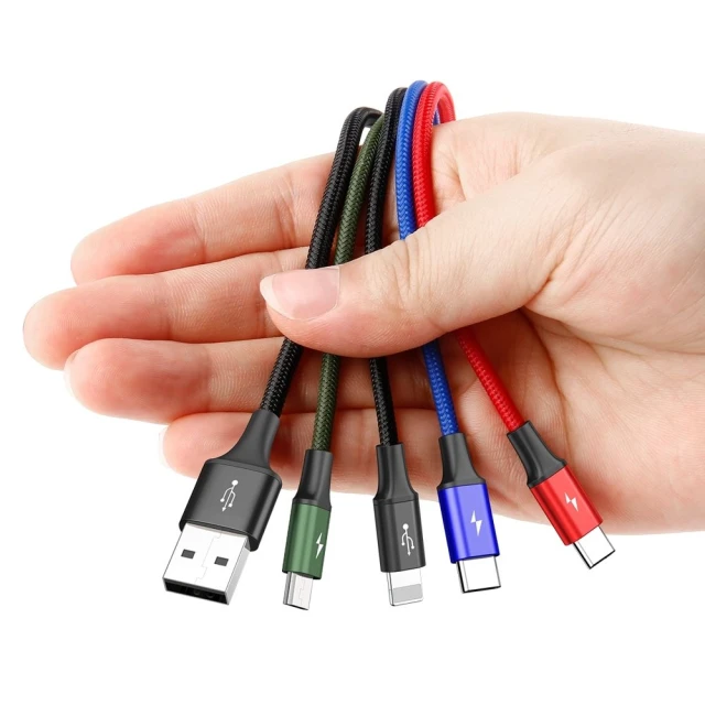 Кабель Baseus Rapid 4-in-1 USB-A to 2xUSB-C/Lightning/Micro-USB 1.2m Black (CA1T4-B01)