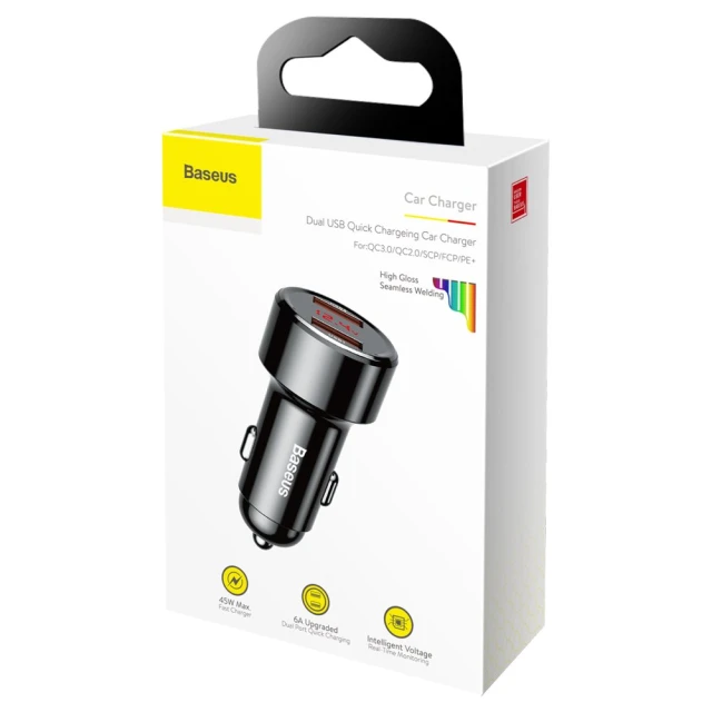 Автомобільний зарядний пристрій Baseus Magic Series QC 45W 2xUSB-A Black (CCMLC20A-01)