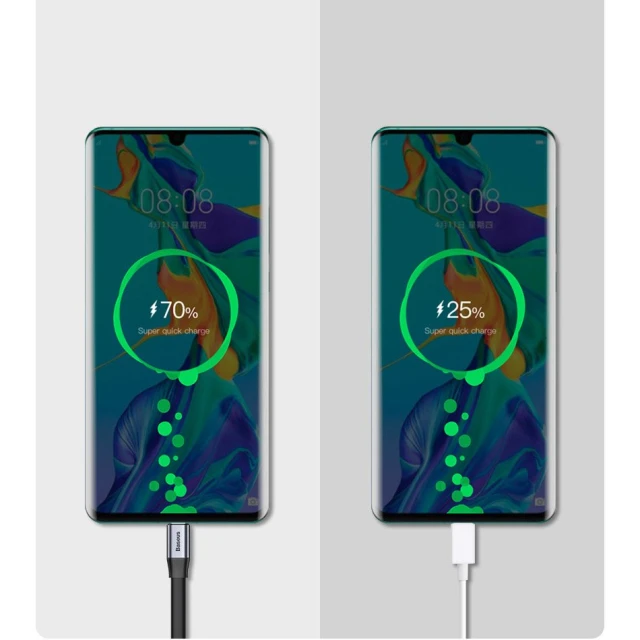 Кабель Baseus Simple USB-A to USB-C 0.23m QC Grey (CATMBJ-BG1)