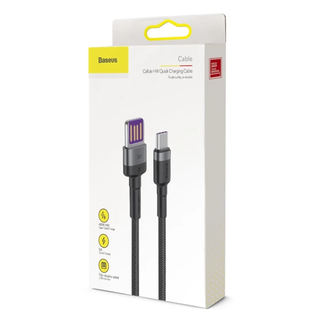 Кабель Baseus Cafule USB-A to USB-C 1m Black/Grey (CATKLF-PG1)
