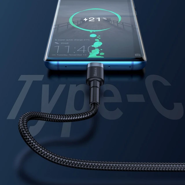 Кабель Baseus Cafule USB-A to USB-C 1m Black/Grey (CATKLF-PG1)