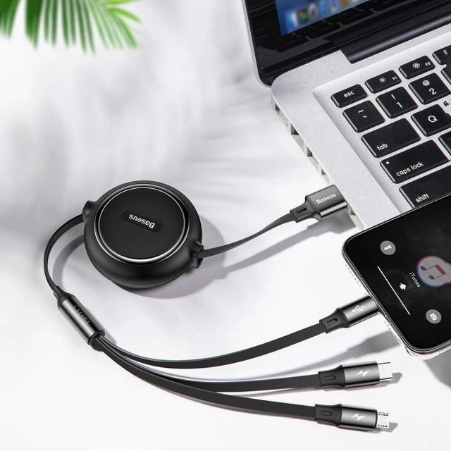 Кабель Baseus Golden Loop 3-in-1 USB-A to USB-C/Lightning/Micro-USB 1.2m Black (CAMLT-JH01)