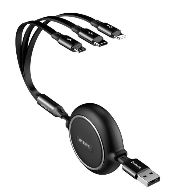 Кабель Baseus Golden Loop 3-in-1 USB-A to USB-C/Lightning/Micro-USB 1.2m Black (CAMLT-JH01)