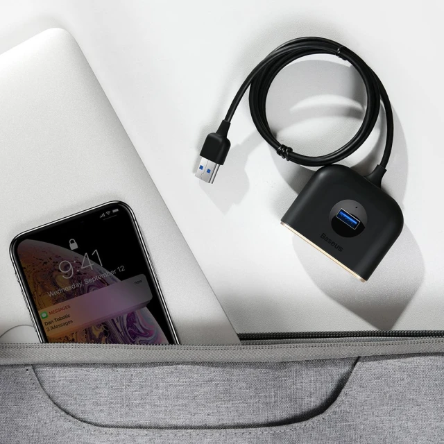 USB-хаб Baseus Square round 4-in-1 USB-C to x4USB-A 1m Black (CAHUB-AY01)