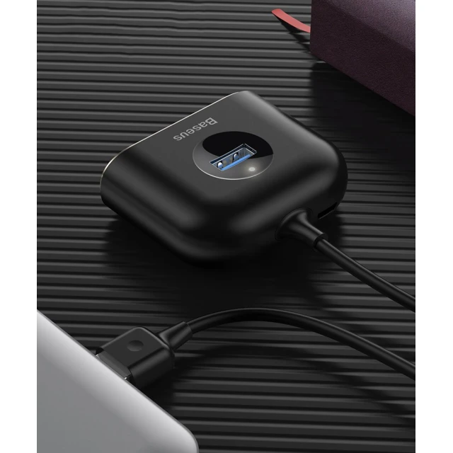 USB-хаб Baseus Square round 4-in-1 USB-C to x4USB-A 1m Black (CAHUB-AY01)