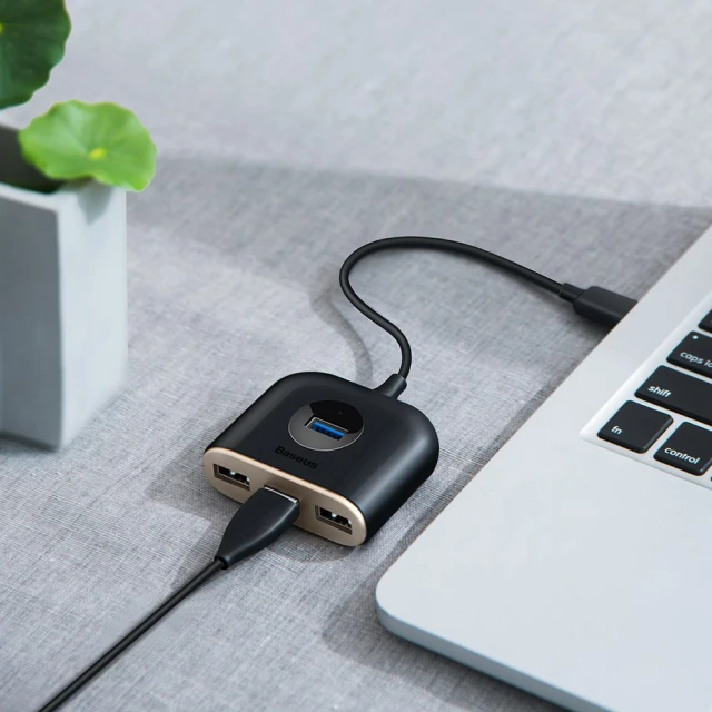 USB-хаб Baseus Square round 4-in-1 USB-C to x4USB-A 1m Black (CAHUB-AY01)