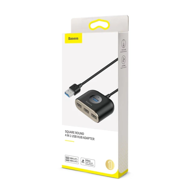 USB-хаб Baseus Square round 4-in-1 USB-C to x4USB-A 1m Black (CAHUB-AY01)