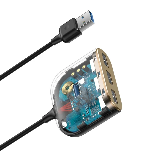USB-хаб Baseus Square round 4-in-1 USB-C to x4USB-A 1m Black (CAHUB-AY01)