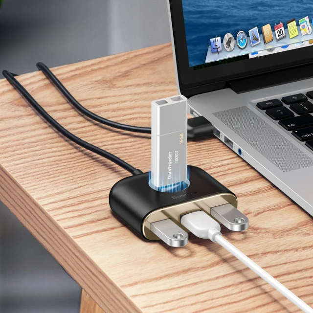 USB-хаб Baseus Square round 4-in-1 USB-C to x4USB-A 1m Black (CAHUB-AY01)