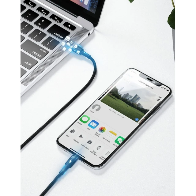 Кабель Baseus Cafule USB-C to Lightning 1m Black/Grey (CATLKLF-G1)