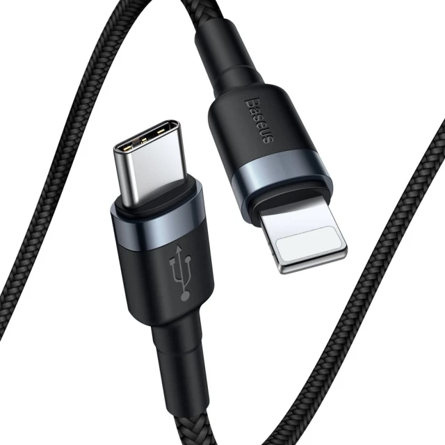 Кабель Baseus Cafule USB-C to Lightning 1m Black/Grey (CATLKLF-G1)