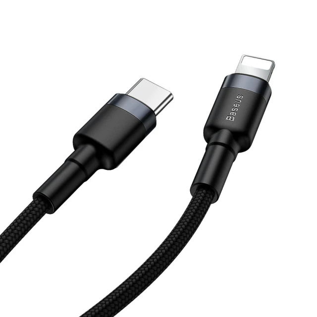 Кабель Baseus Cafule USB-C to Lightning 1m Black/Grey (CATLKLF-G1)