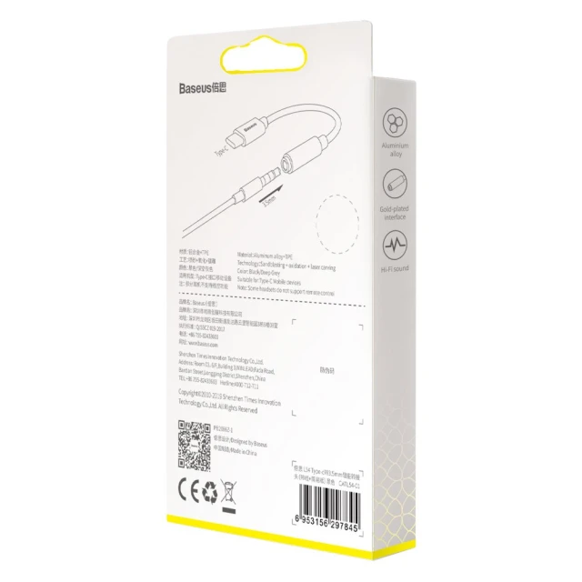 Адаптер Baseus L54 USB-C to Jack 3.5 mm Black (CATL54-01)