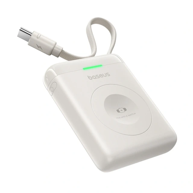 Powerbank Baseus EnerFill FW11 5W для Apple Watch з вбудованим кабелем White (6953156298972)