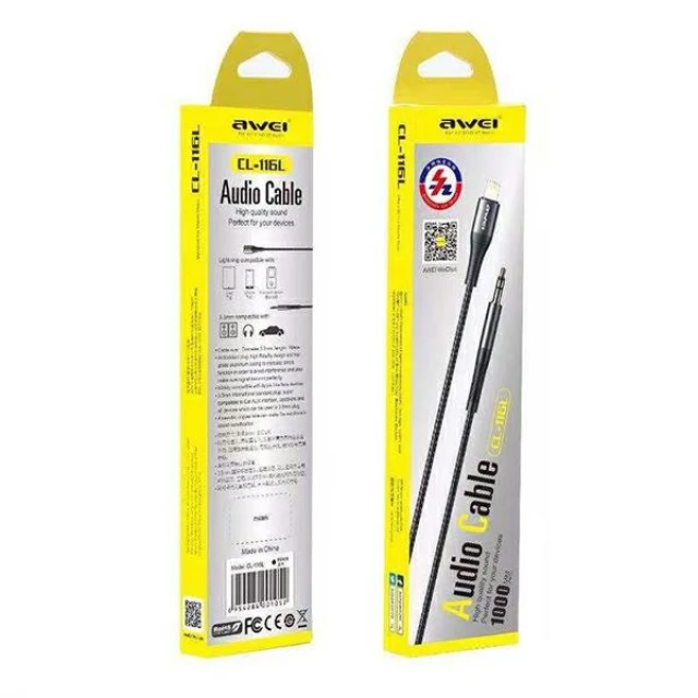 Адаптер AWEI CL-116L Lightning/Jack 3.5 Black (6954284001052)
