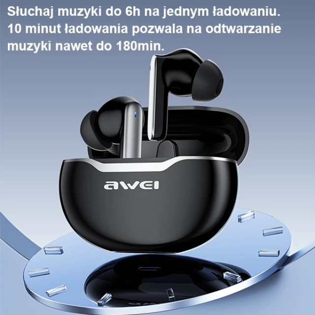 Навушники AWEI T50 Bluetooth 5.3 TWS Black з док-станцією (6954284002745)