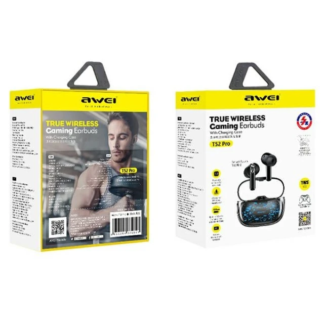 Навушники AWEI T52 Pro Bluetooth 5.3 TWS Black з док-станцією (6954284002844)
