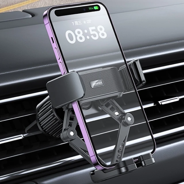 Автотримач AWEI X39 гравітаційний у дефлектор Black (6954284003063)