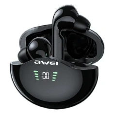 Наушники AWEI T12P Bluetooth 5.3 TWS Black с док-станцией (6954284003148)