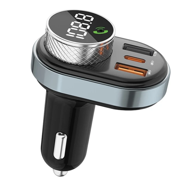 FM-трансмітер AWEI C-843 з Bluetooth 5.0, MP3, USB+USB-C Black (C843)