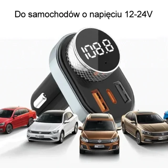 FM-трансмітер AWEI C-843 з Bluetooth 5.0, MP3, USB+USB-C Black (C843)
