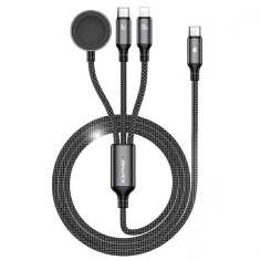 Кабель AWEI W23 3в1 USB-C/Lightning/Watch 100W/10W/2.5W Black (6954284007542)